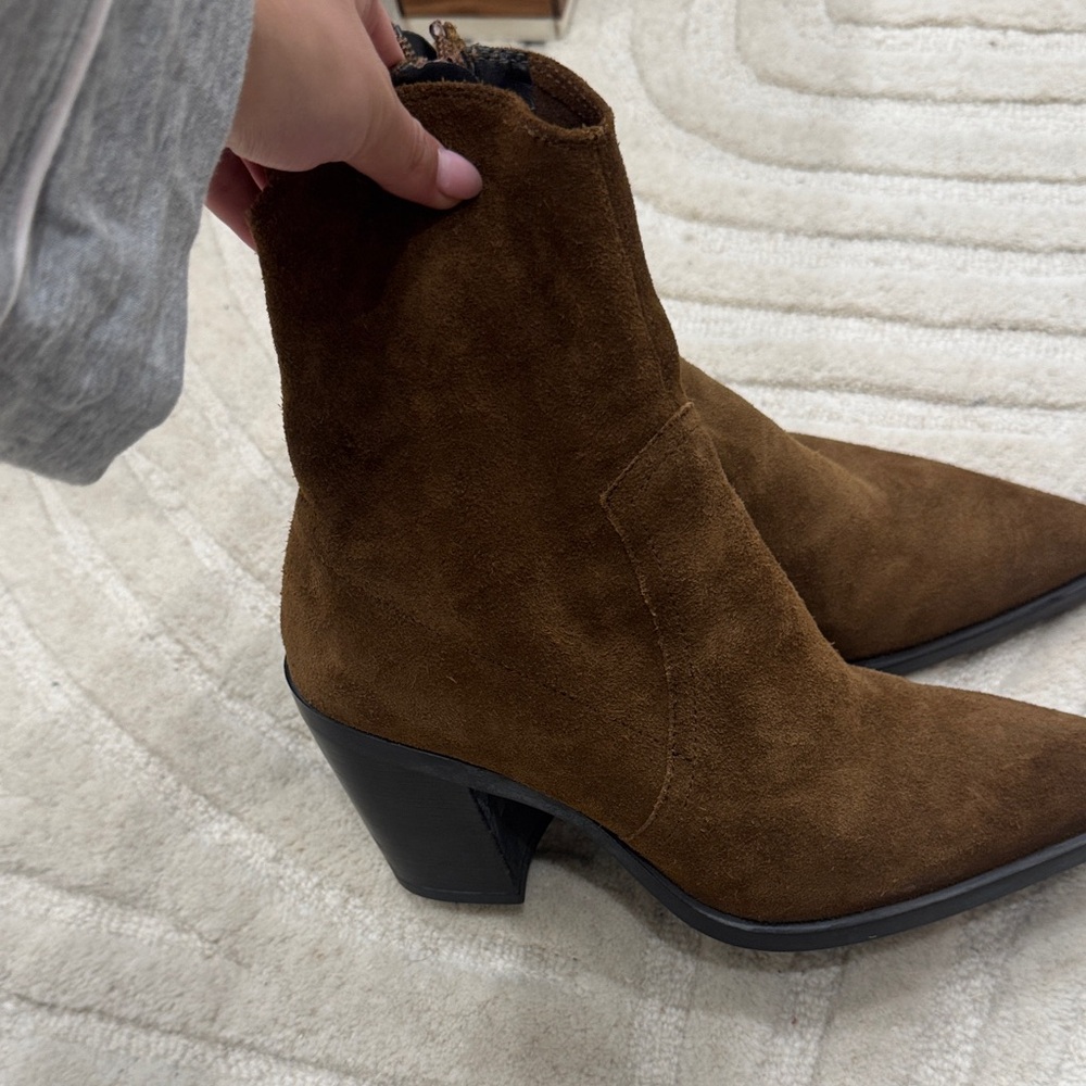 Zara Dark Brown Suede Heeled Boots